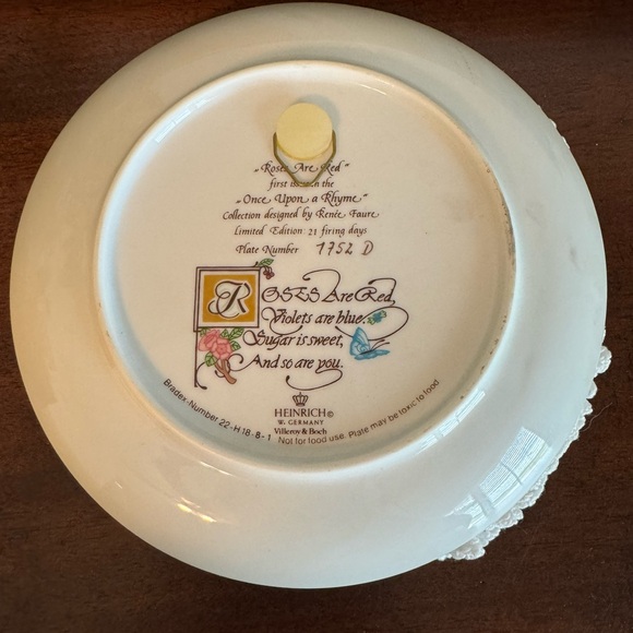VNTG GERMANY HEINRICH PLATE “ONCE UPON A RHYME” #1752D - Picture 4 of 5